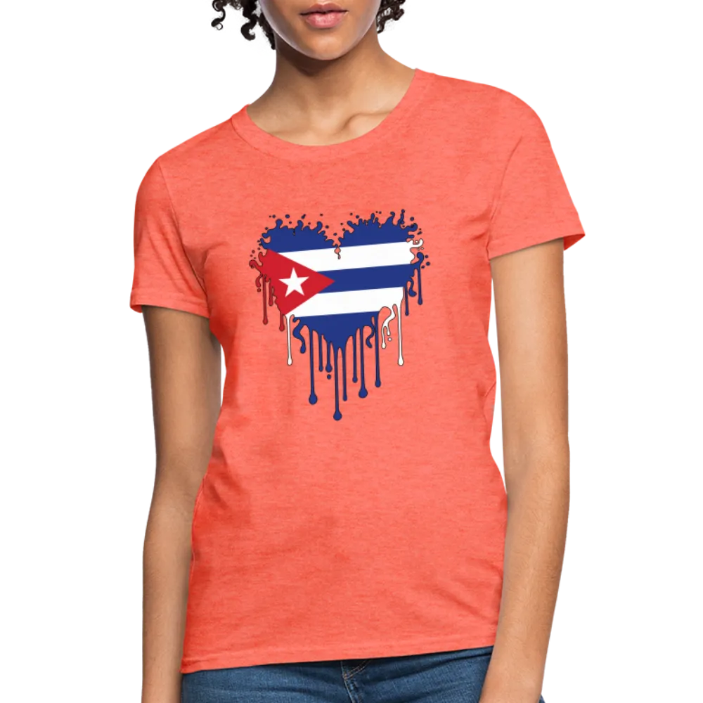 Heart of Cuba Flag Women's Contoured T-Shirt