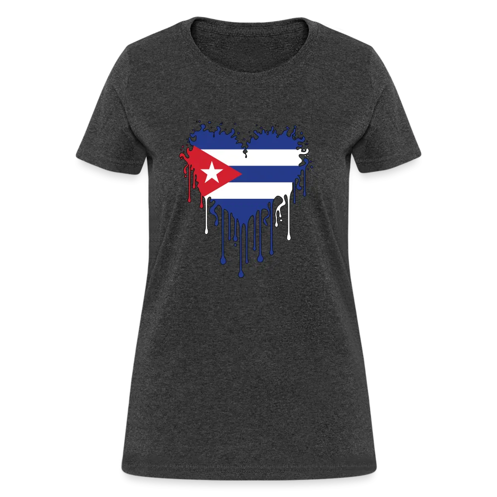 Heart of Cuba Flag Women's Contoured T-Shirt