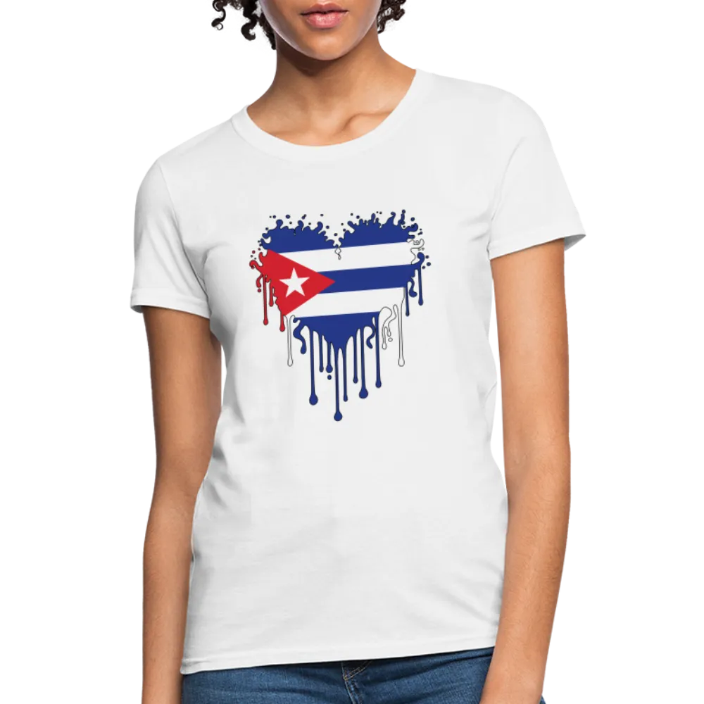 Heart of Cuba Flag Women's Contoured T-Shirt