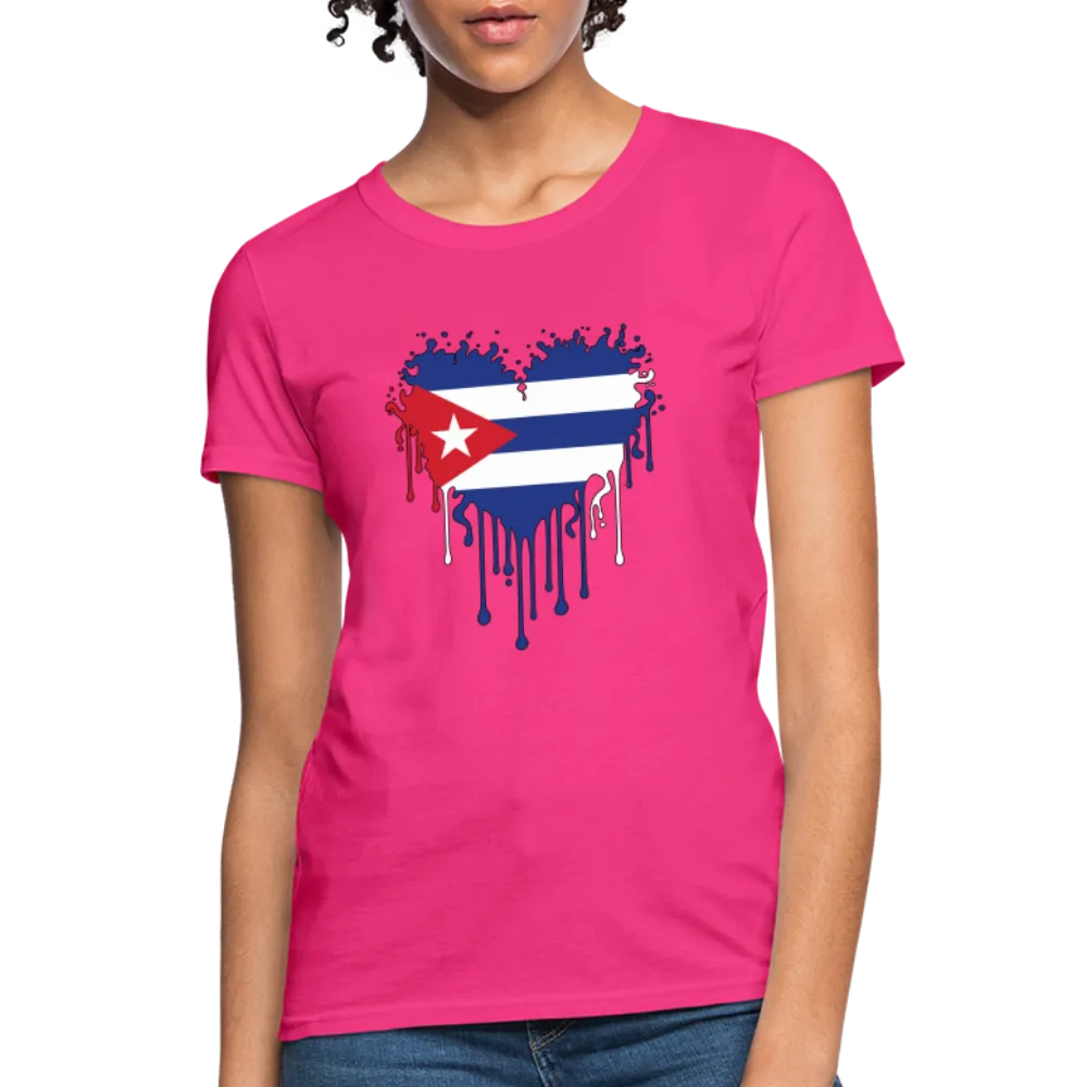 Heart of Cuba Flag Women's Contoured T-Shirt