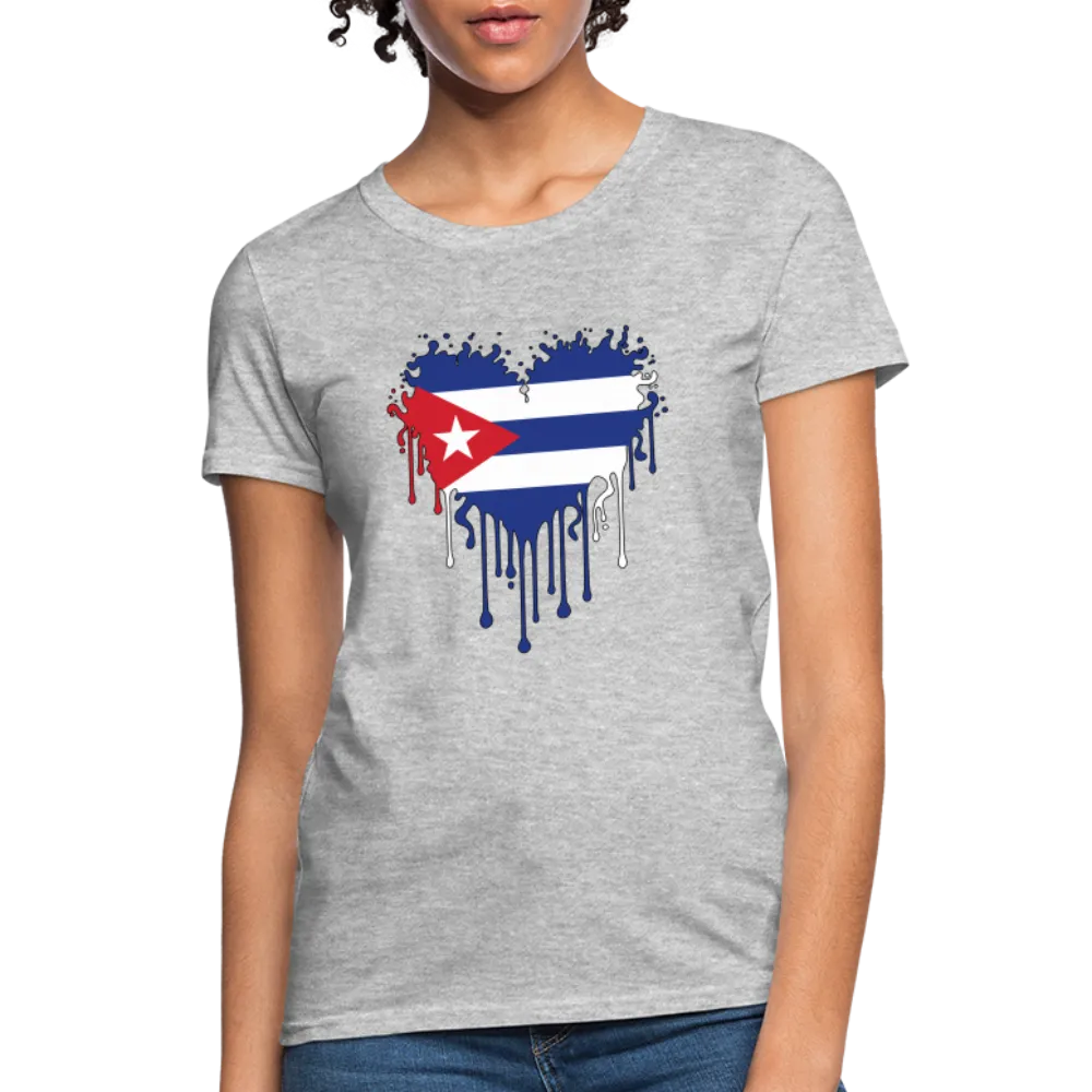 Heart of Cuba Flag Women's Contoured T-Shirt