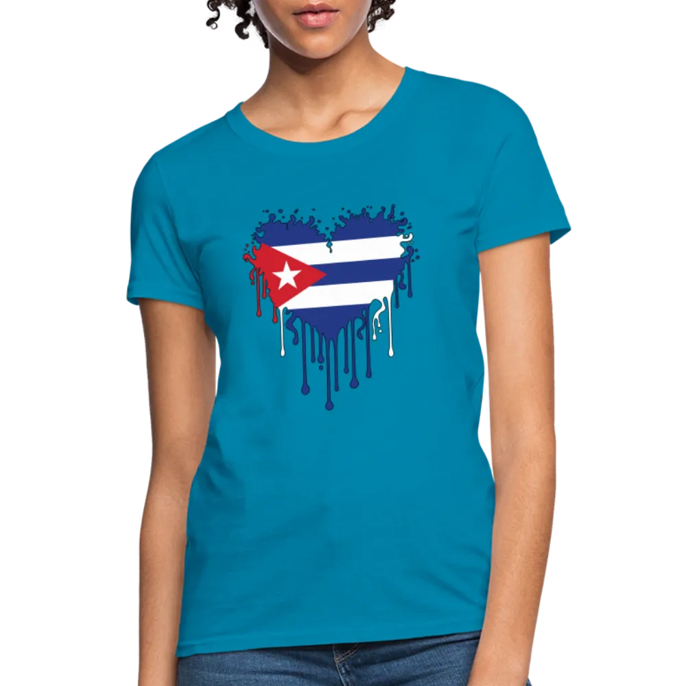 Heart of Cuba Flag Women's Contoured T-Shirt