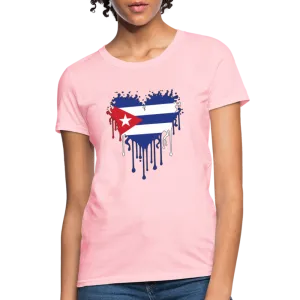 Heart of Cuba Flag Women's Contoured T-Shirt