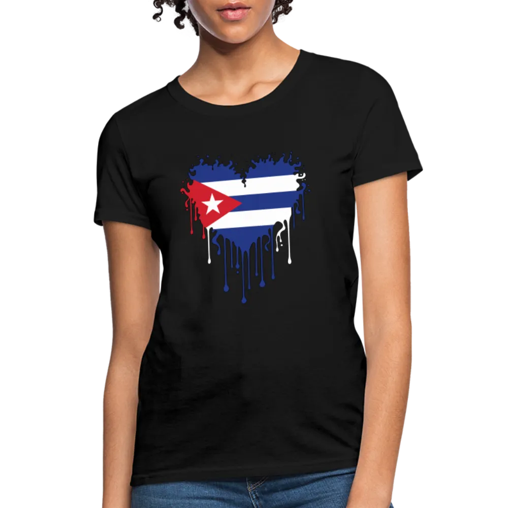 Heart of Cuba Flag Women's Contoured T-Shirt