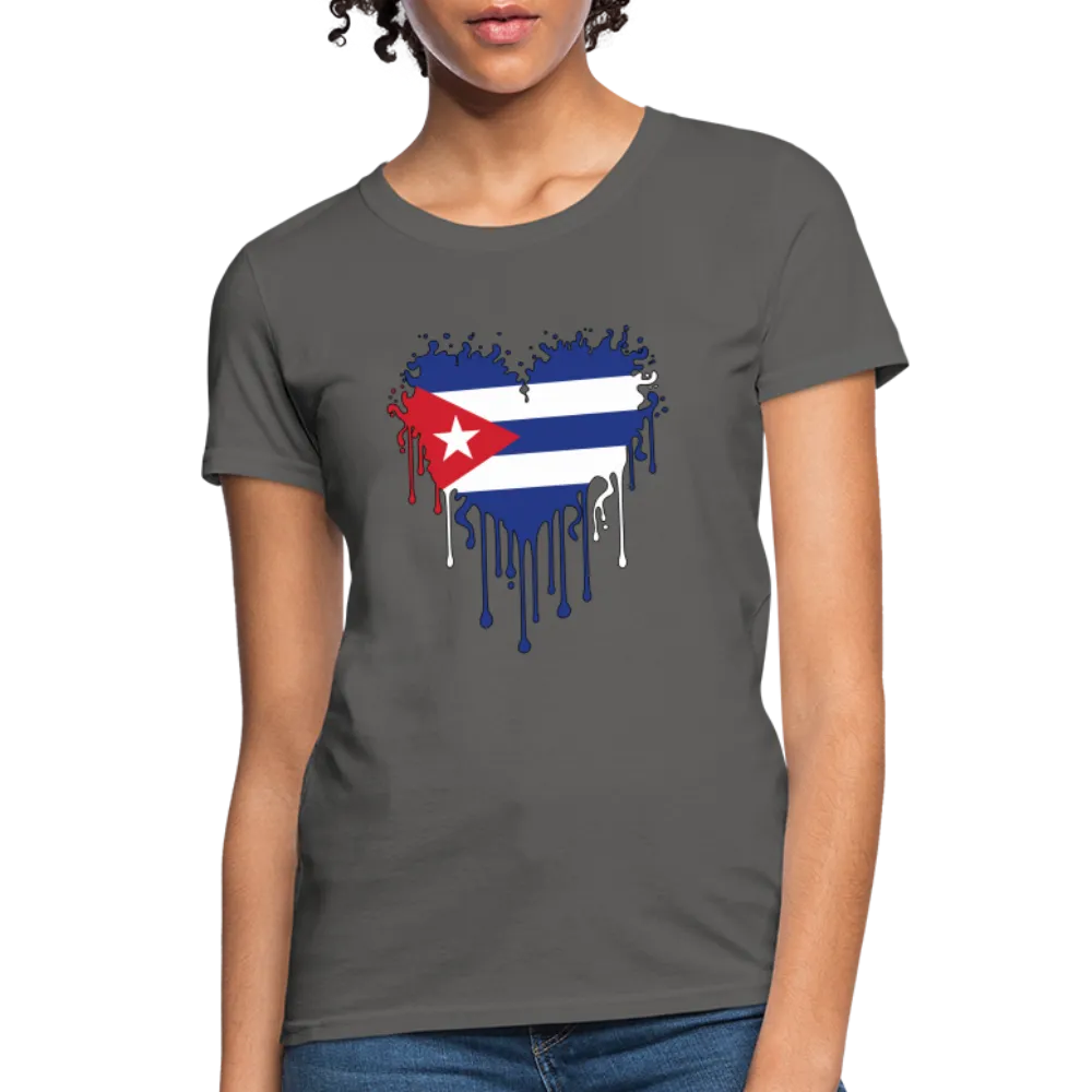 Heart of Cuba Flag Women's Contoured T-Shirt