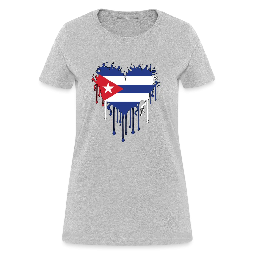 Heart of Cuba Flag Women's Contoured T-Shirt