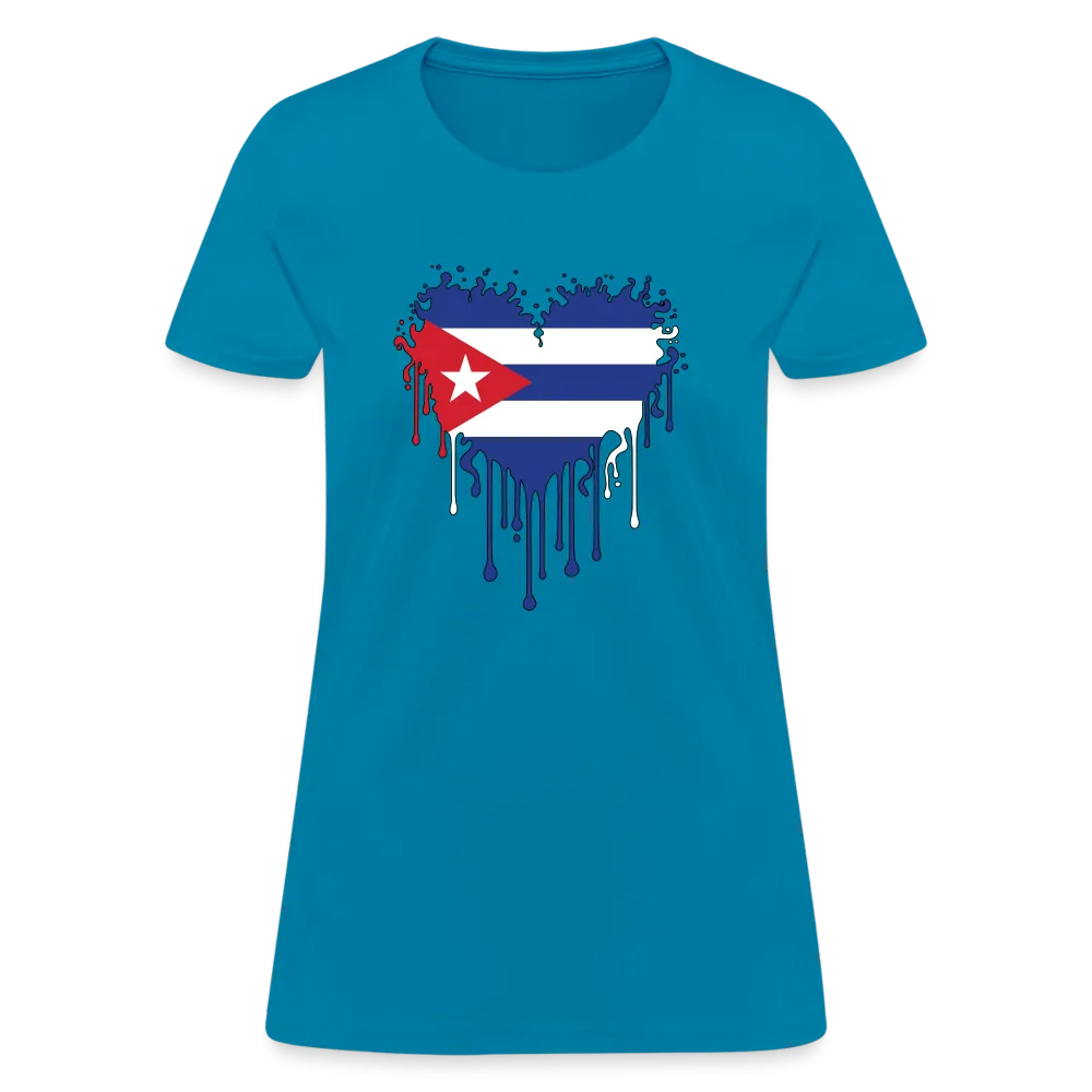 Heart of Cuba Flag Women's Contoured T-Shirt