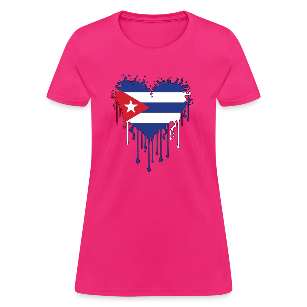 Heart of Cuba Flag Women's Contoured T-Shirt