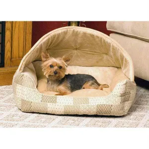 K&h Pet Products Lounge Sleeper Hooded Pet Bed Tan 20" X 25" X 13"