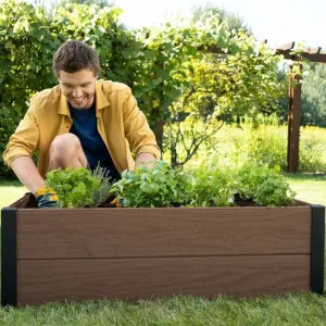 Keter 106cm Rectangular Garden Bed - Maple Brown