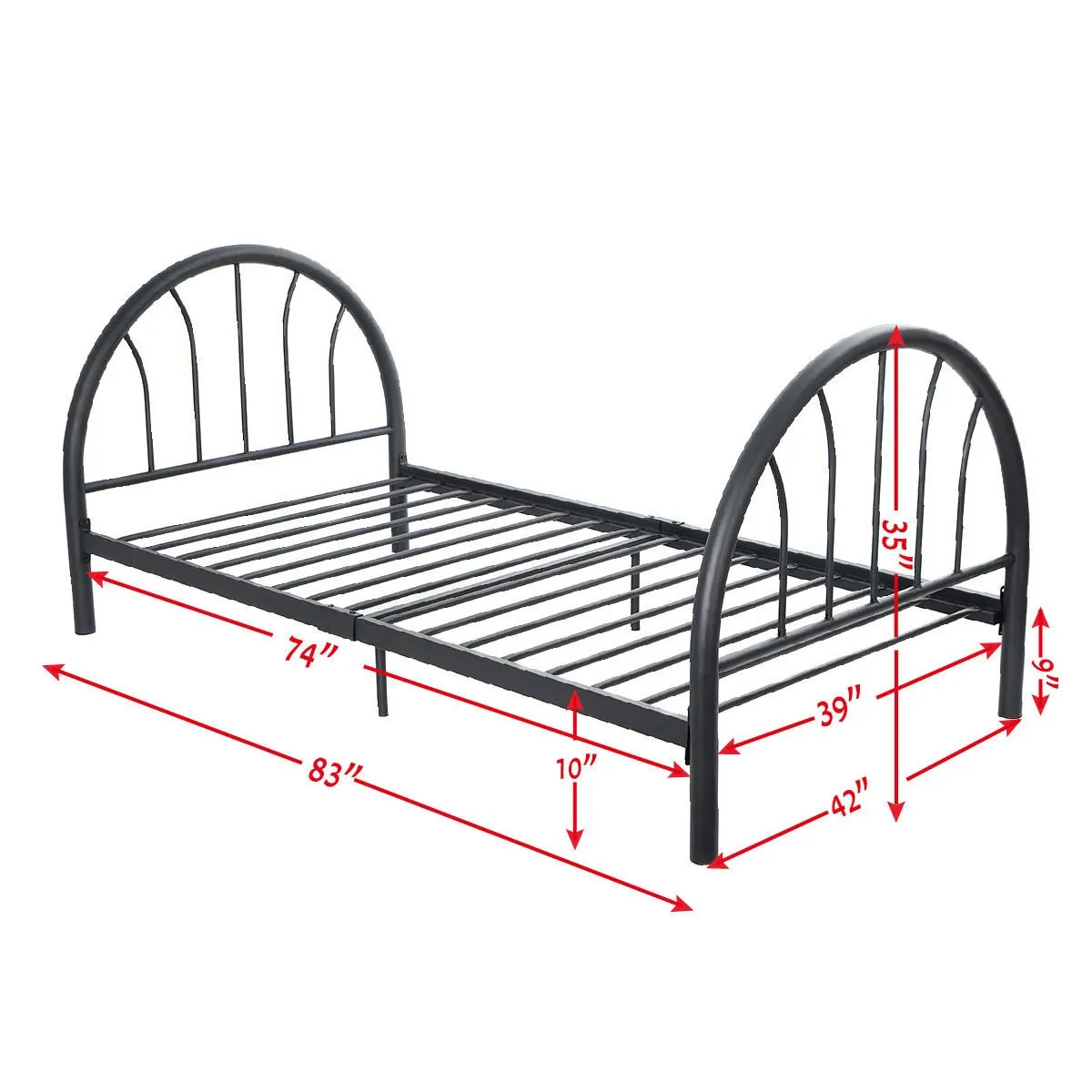 KOMFOTT 83"x42"x35" Metal Bed Platform Frame Twin Size