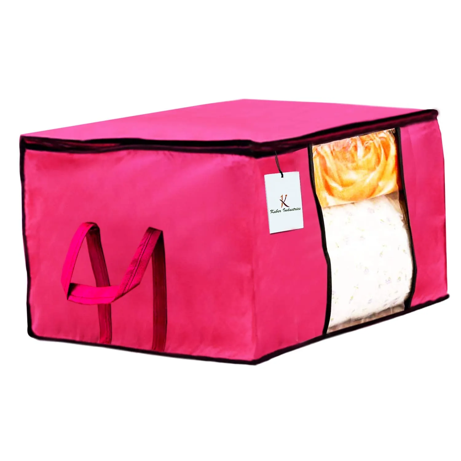 Kuber Industries 34 cms Underbed Storage Bag, Storage Organiser, Blanket Cover Set of 2 - Pink, Extra Large Size