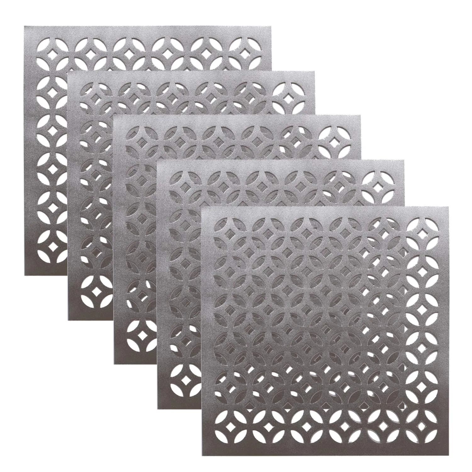 Kuber Industries PVC Soft Leather 6 Pieces Dining Table Placemat Set (Silver) -CTLTC11347