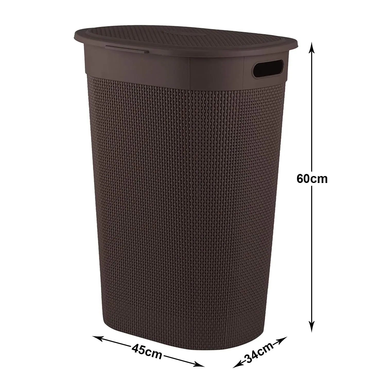 Kuber Industries Slim Durable Lightweight Plastic Laundry Basket, Storage Organizer With Lid, 55 Ltr. (Brown)-46KM0456