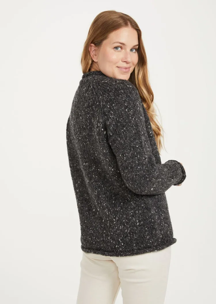 Ladies Donegal Roll Neck Sweater | Charcoal