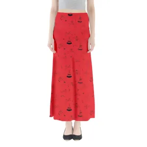 Ledger Dabbles Red Full Length Maxi Skirt