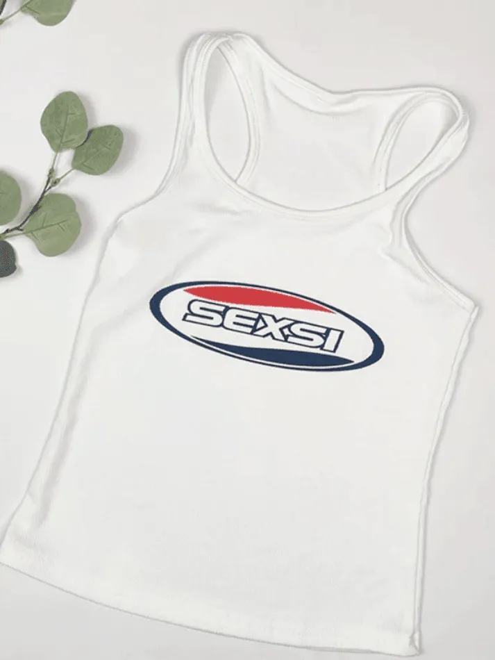 Logo Print Ribbed Tank Top