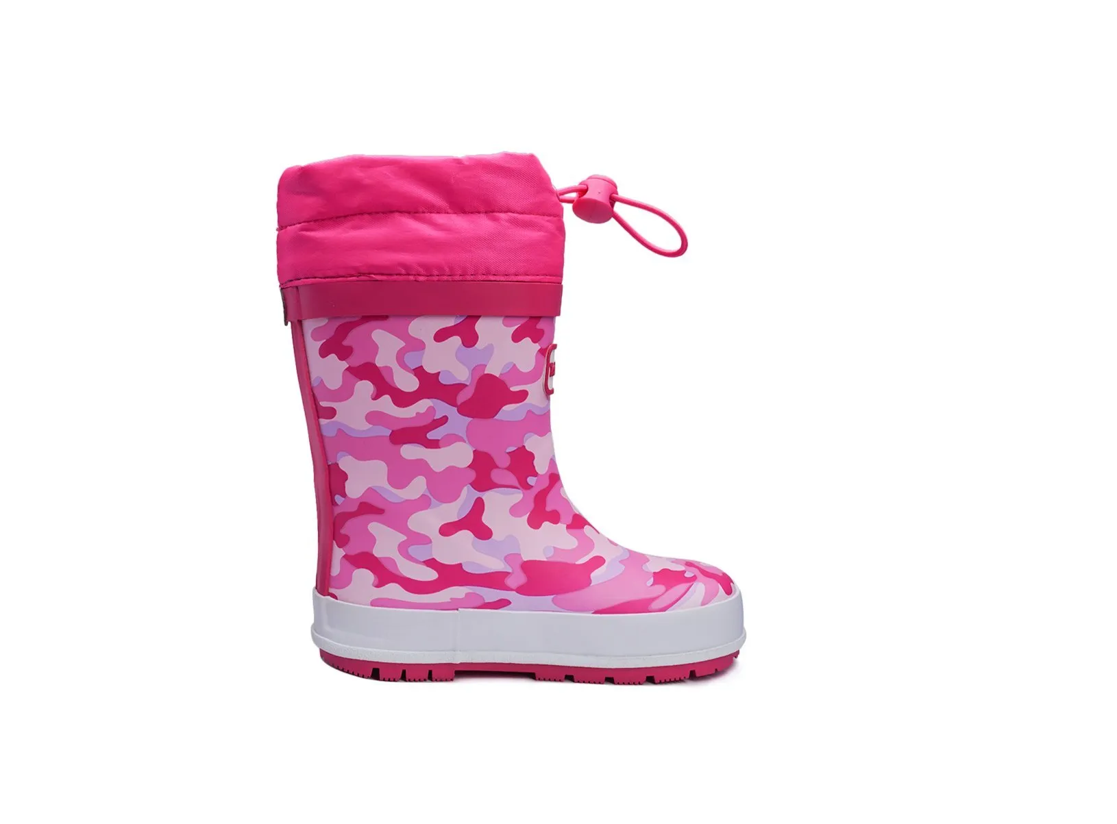 LUCY - Camo Pink Thinsulate Tie-Top Rain Boots with Fastening