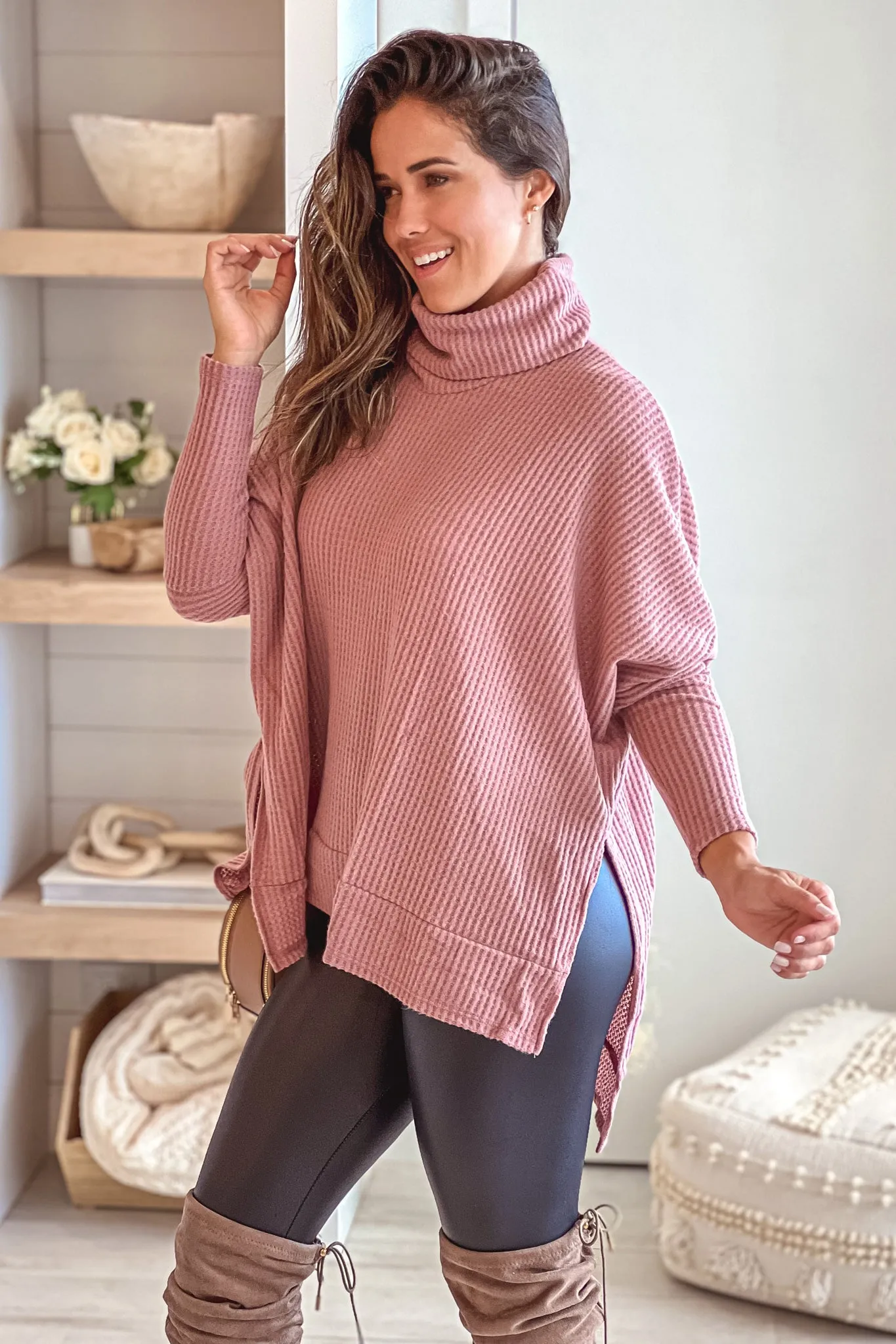 Mauve Turtle Neck Top