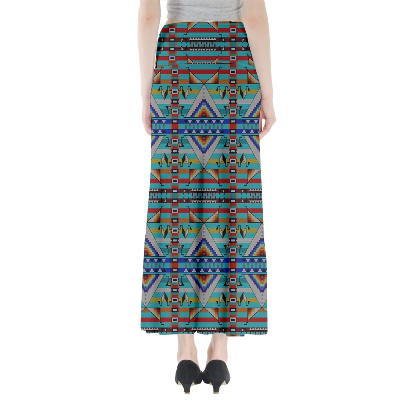 Medicine Blessing Turquoise Full Length Maxi Skirt