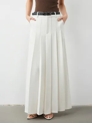 Mid Waist Graceful Pleated Maxi Skirt