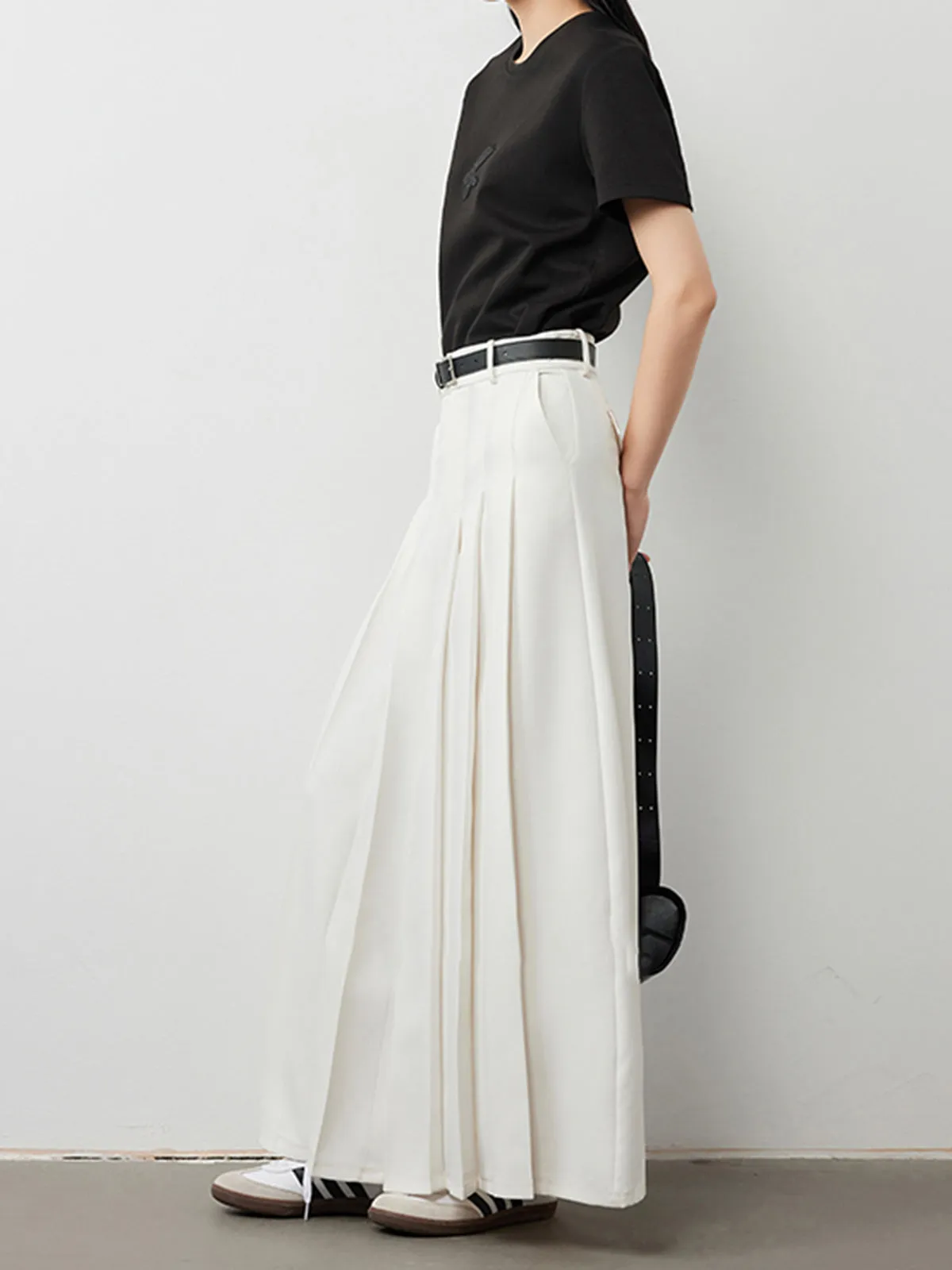 Mid Waist Graceful Pleated Maxi Skirt