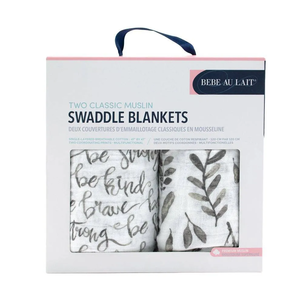 Muslin Swaddle Blanket Set Premium Cotton  Just Be   Leaves