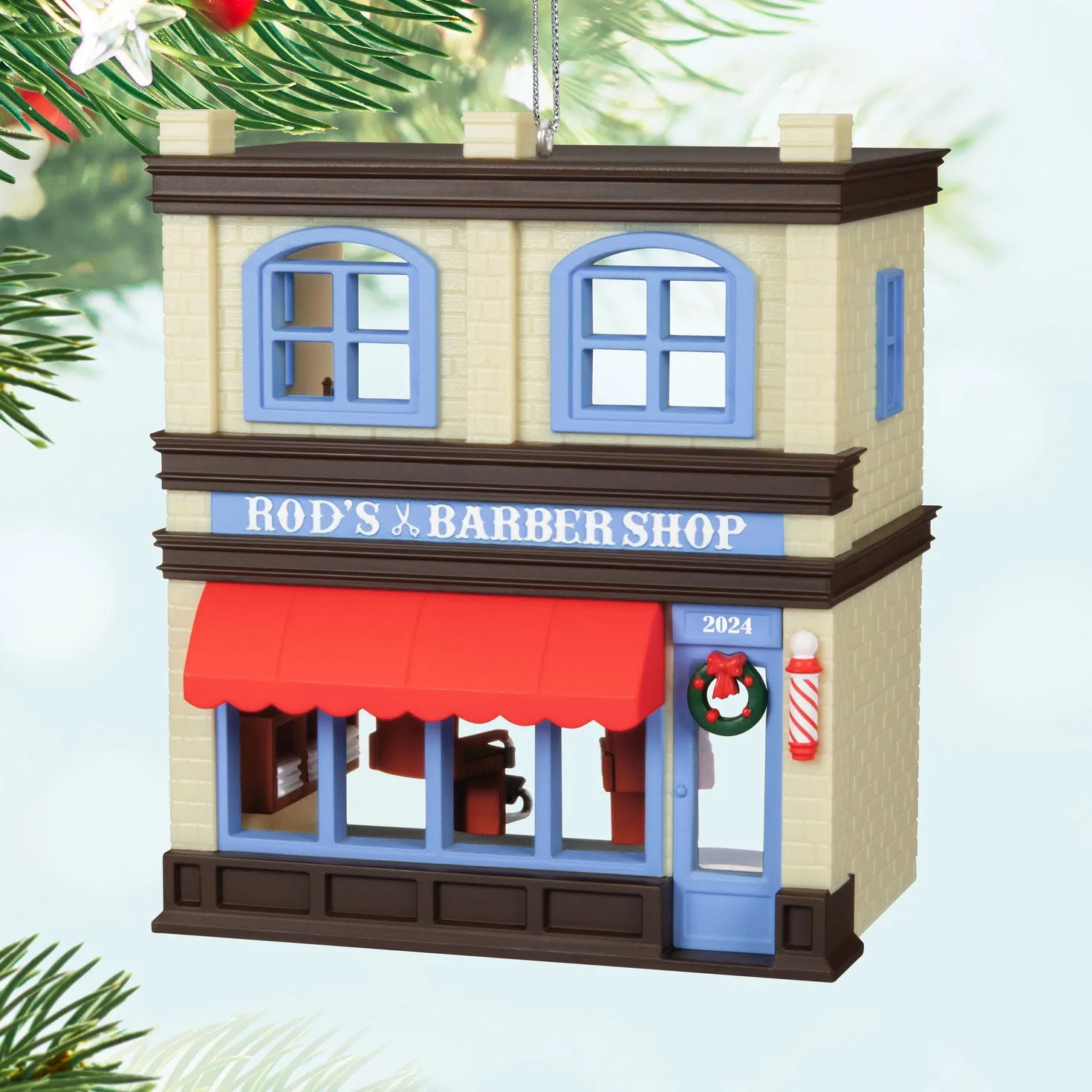 Nostalgic Houses and Shops Rod's Barbershop — 2024 Hallmark Keepsake Christmas Ornament