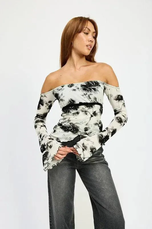 Off Shoulder Blouse with Lettuce Hem