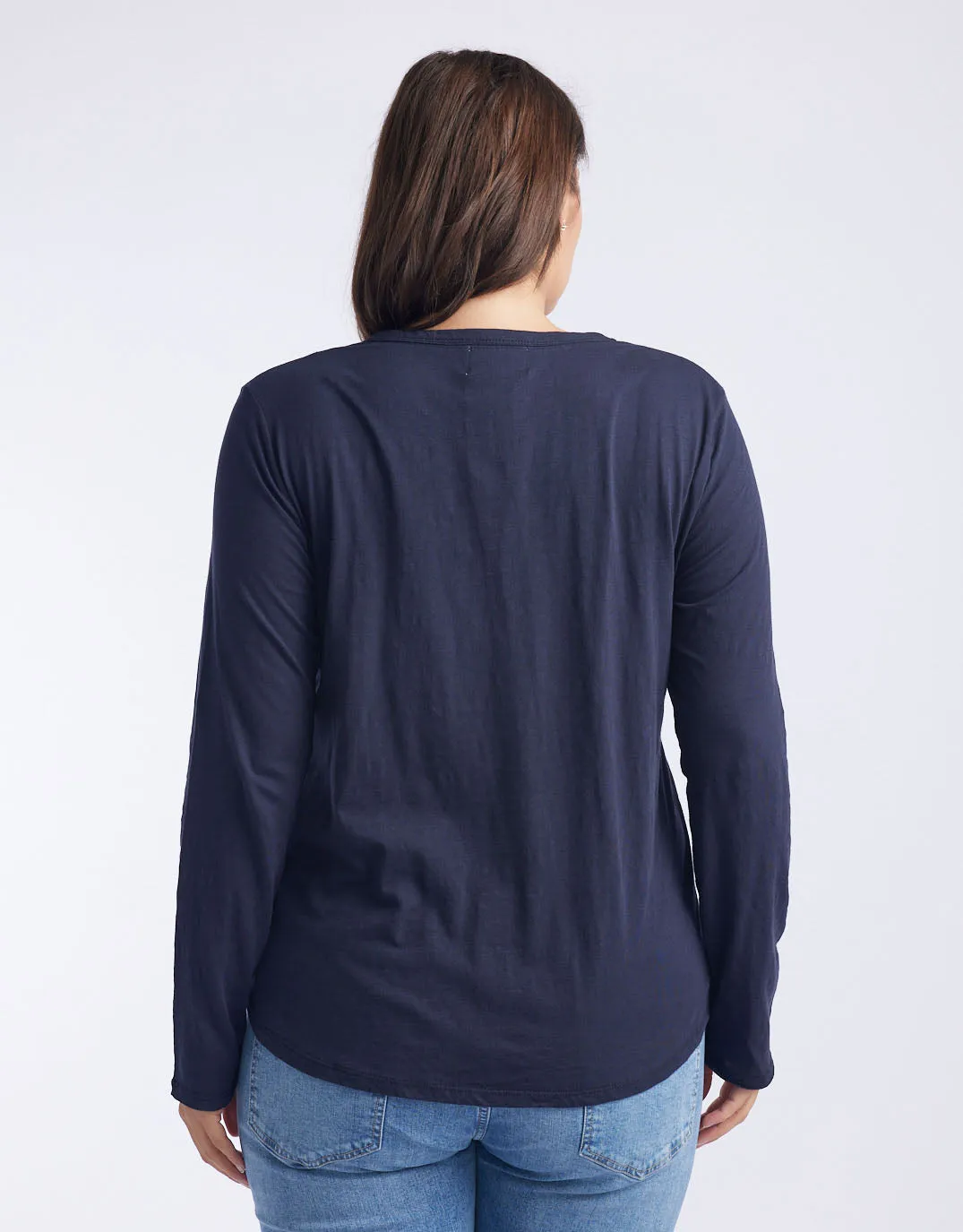 Original Round Neck Long Sleeve T-Shirt - Navy