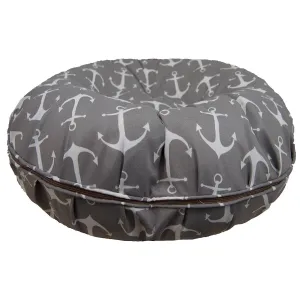 Outdoor Bagel Dog Bed Grey Anchor