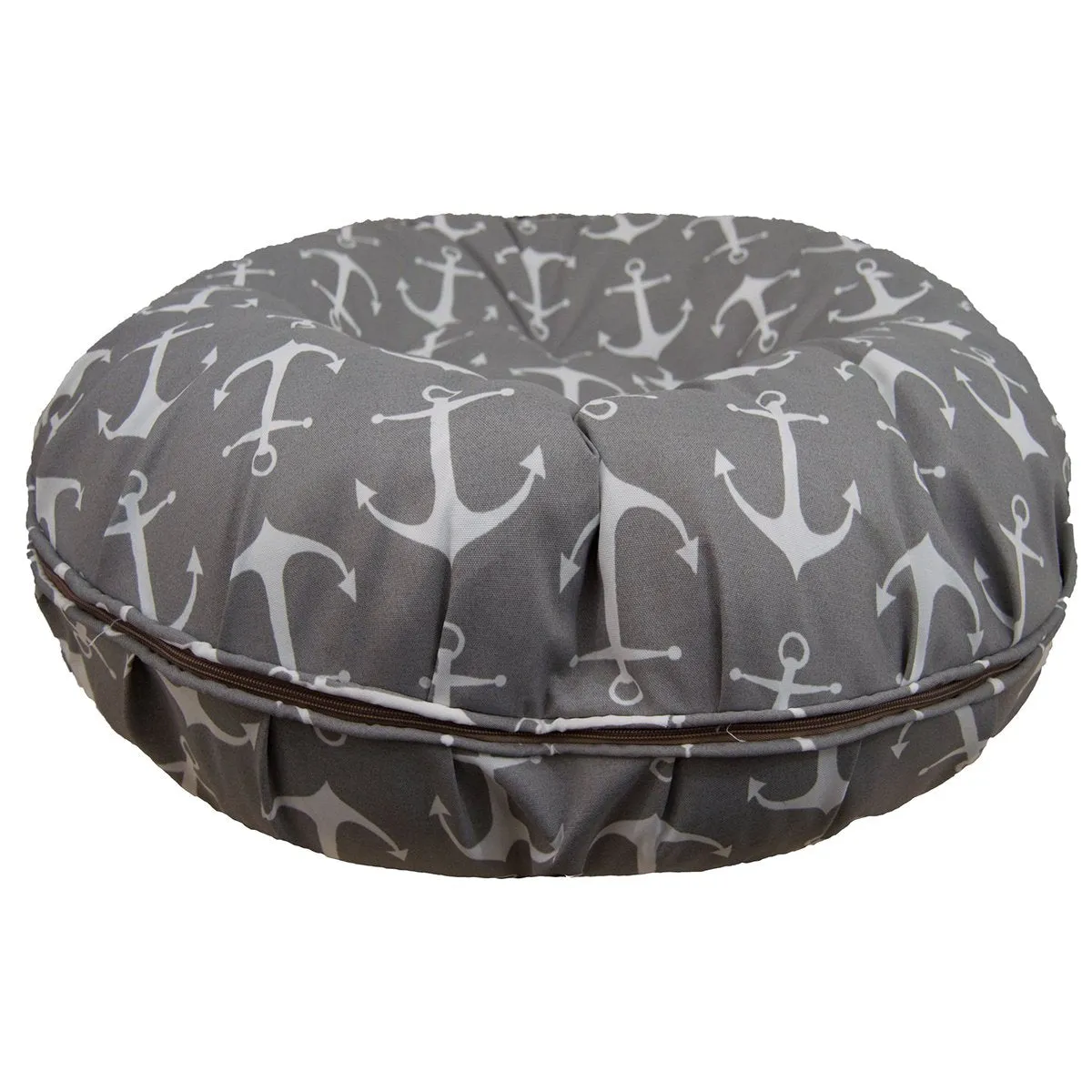 Outdoor Bagel Dog Bed Grey Anchor