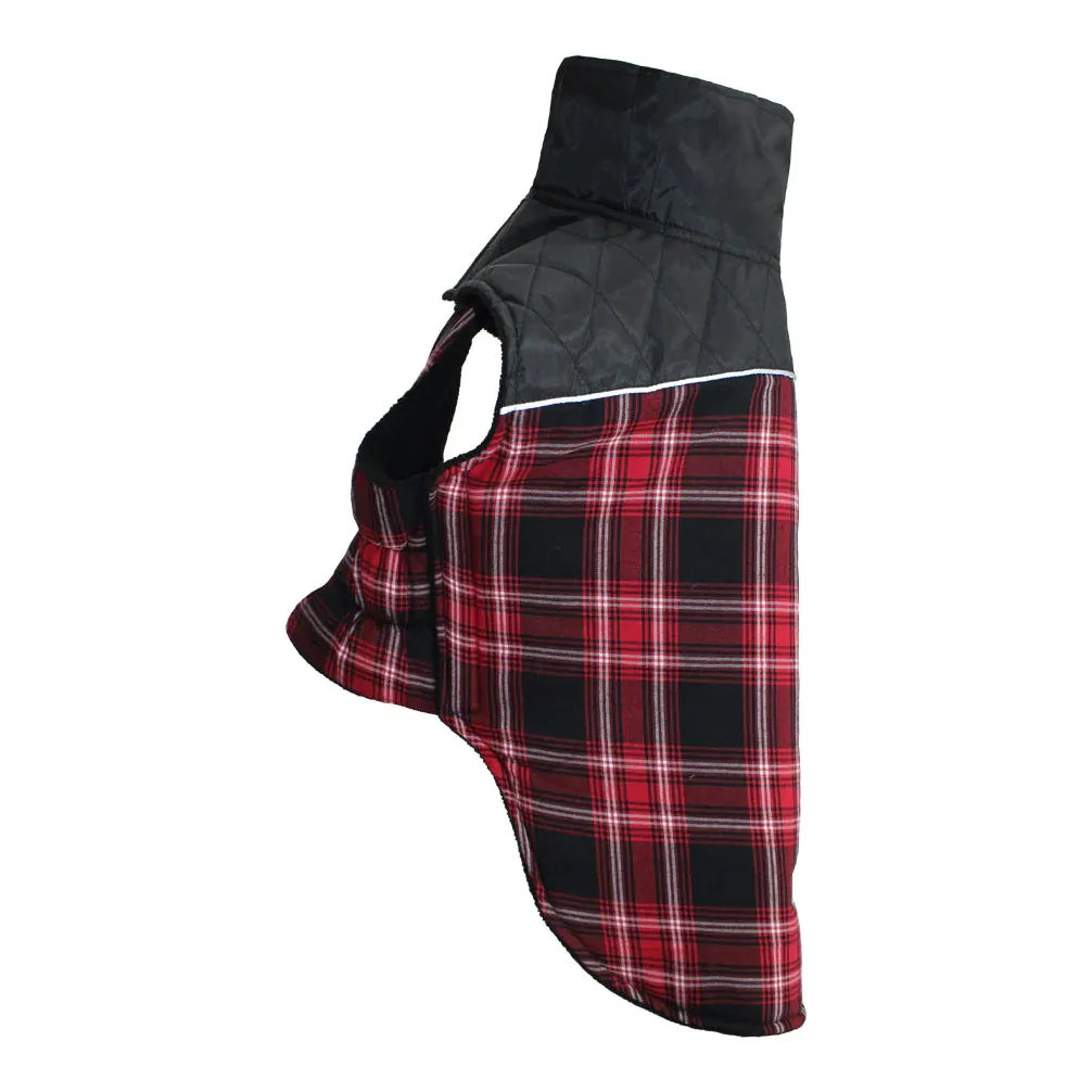 Pawpourri Winter Plaid Jacket for Dogs and Cats (Red/Black)