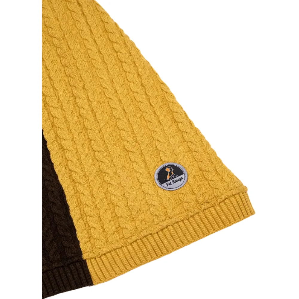 Petsnugs Cable Knit Sweater for Dogs and Cats (Brown/Mustard)