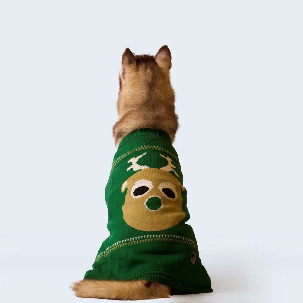 Petsnugs Christmas Reindeer Sweater for Dogs and Cats (Dark Green)