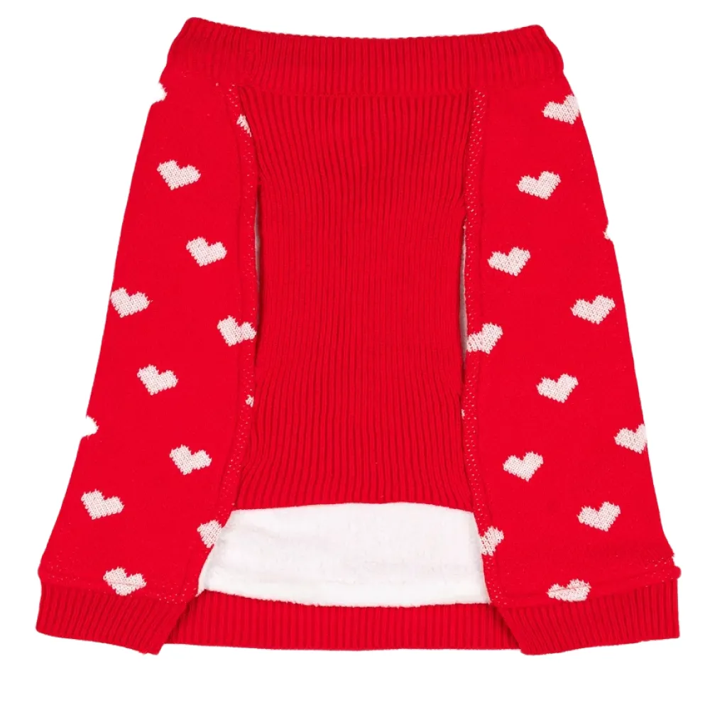 Petsnugs Heart Sweater for Dogs and Cats (Red)