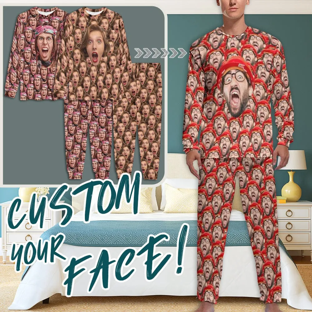 Photo Pajamas Custom Seamless Face Pajamas Personalized Men's Sleep or Loungewear For Him