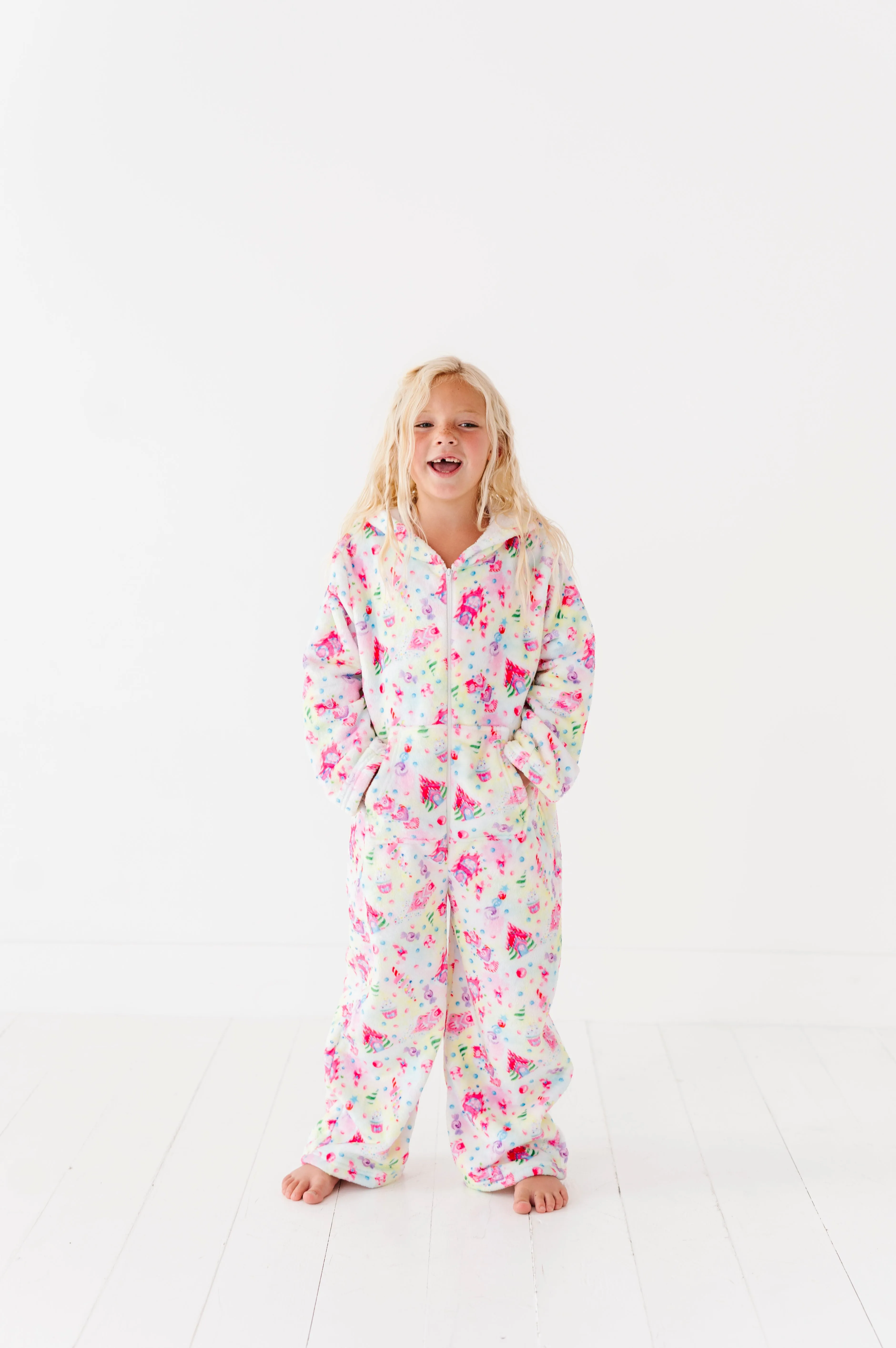 Plush Long Sleeve Onesie-Gingerbread Houses