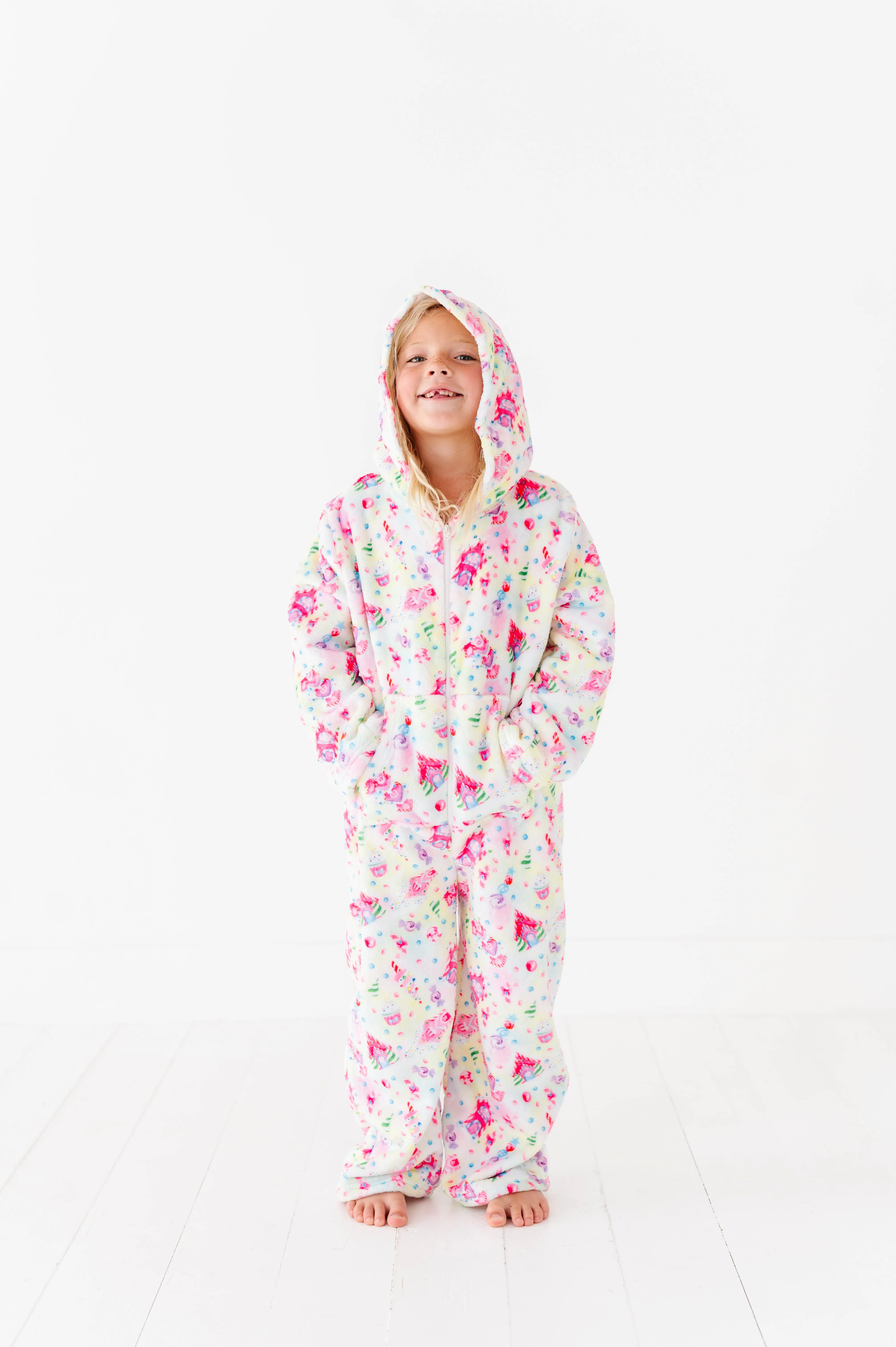 Plush Long Sleeve Onesie-Gingerbread Houses