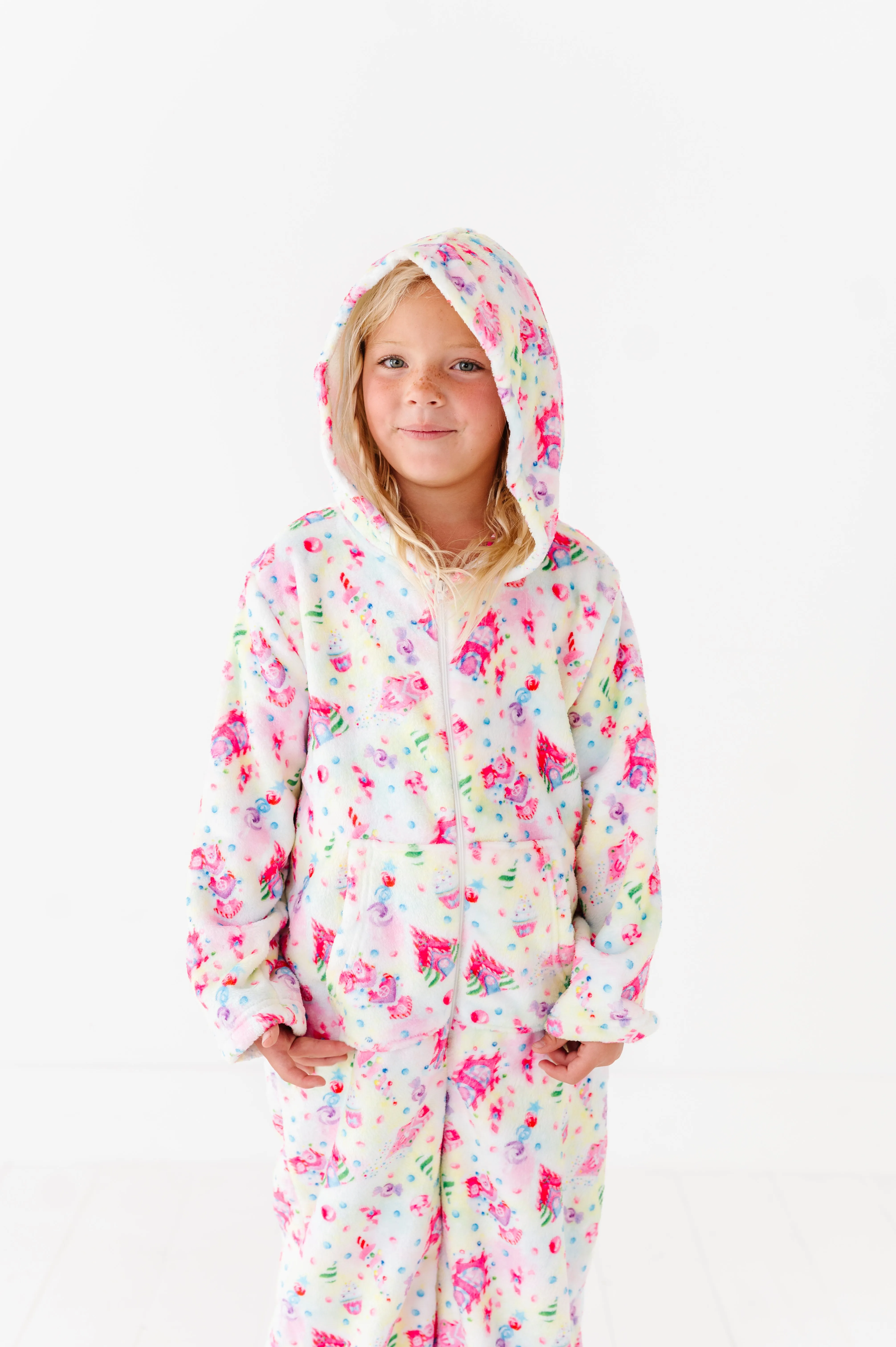 Plush Long Sleeve Onesie-Gingerbread Houses