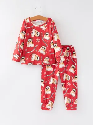 PREORDER  Ship on 4th Dec TS Christmas Print Red Girls Milk Silk Girls Pajamas