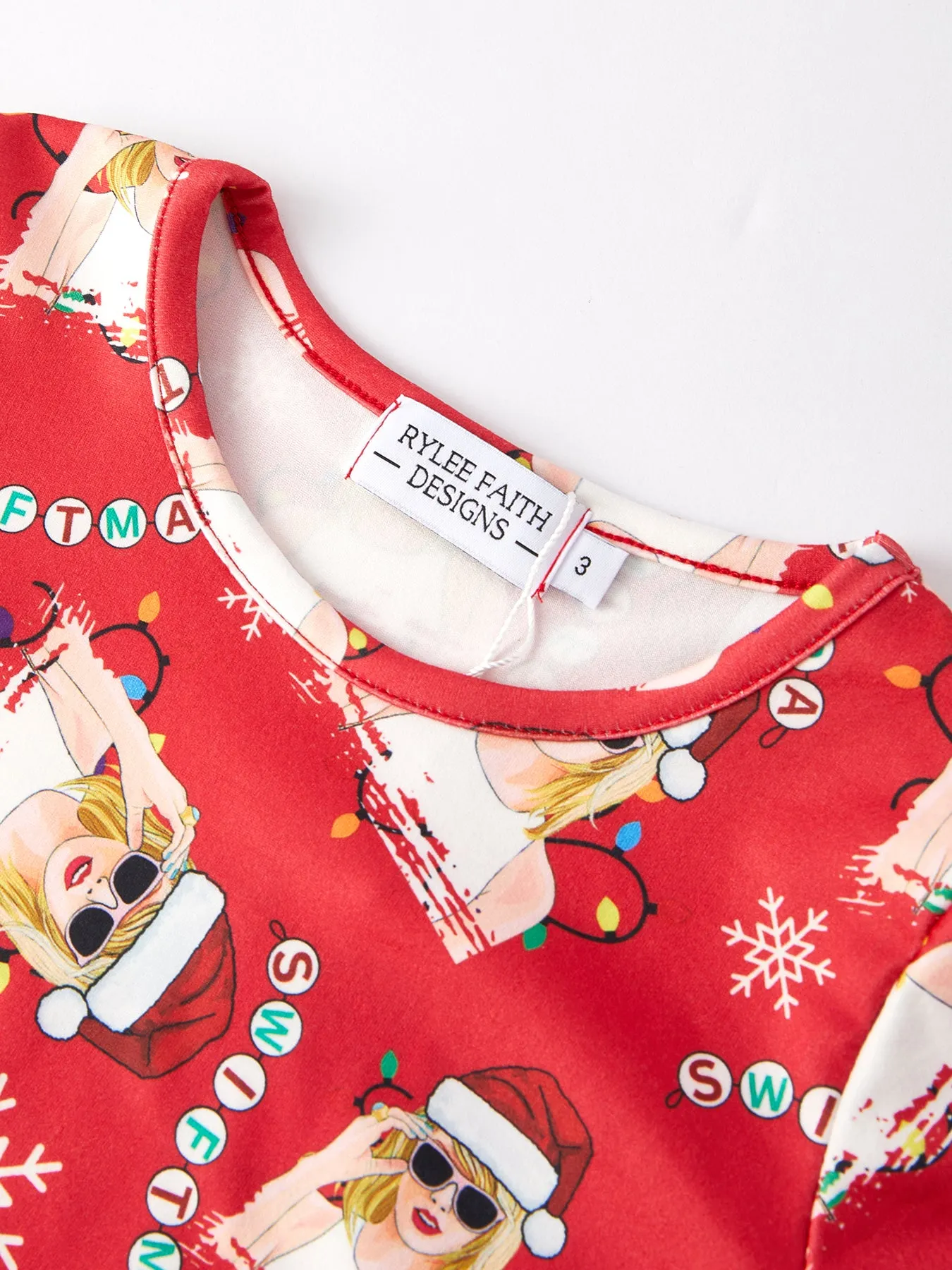 PREORDER  Ship on 4th Dec TS Christmas Print Red Girls Milk Silk Girls Pajamas