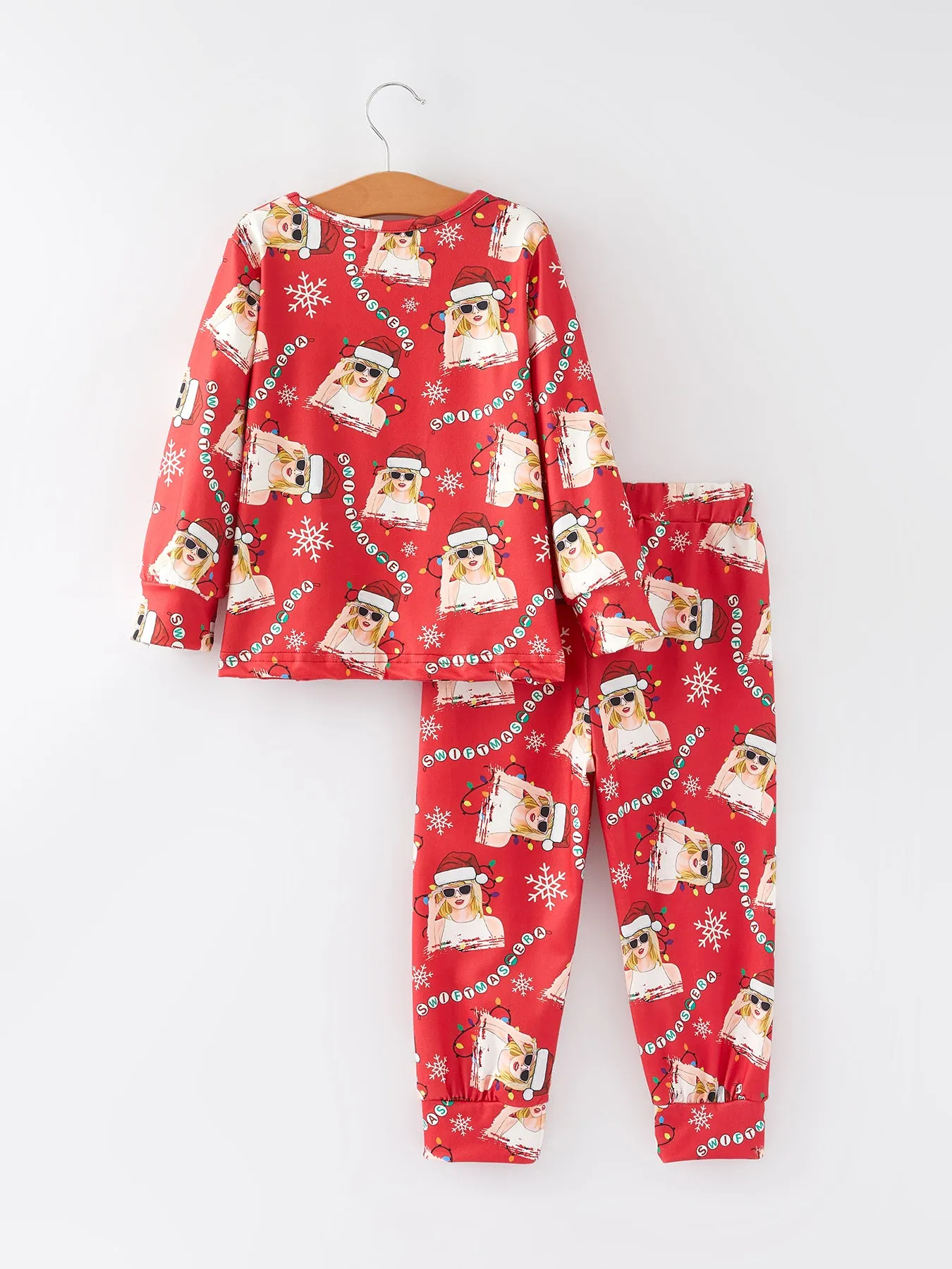 PREORDER  Ship on 4th Dec TS Christmas Print Red Girls Milk Silk Girls Pajamas