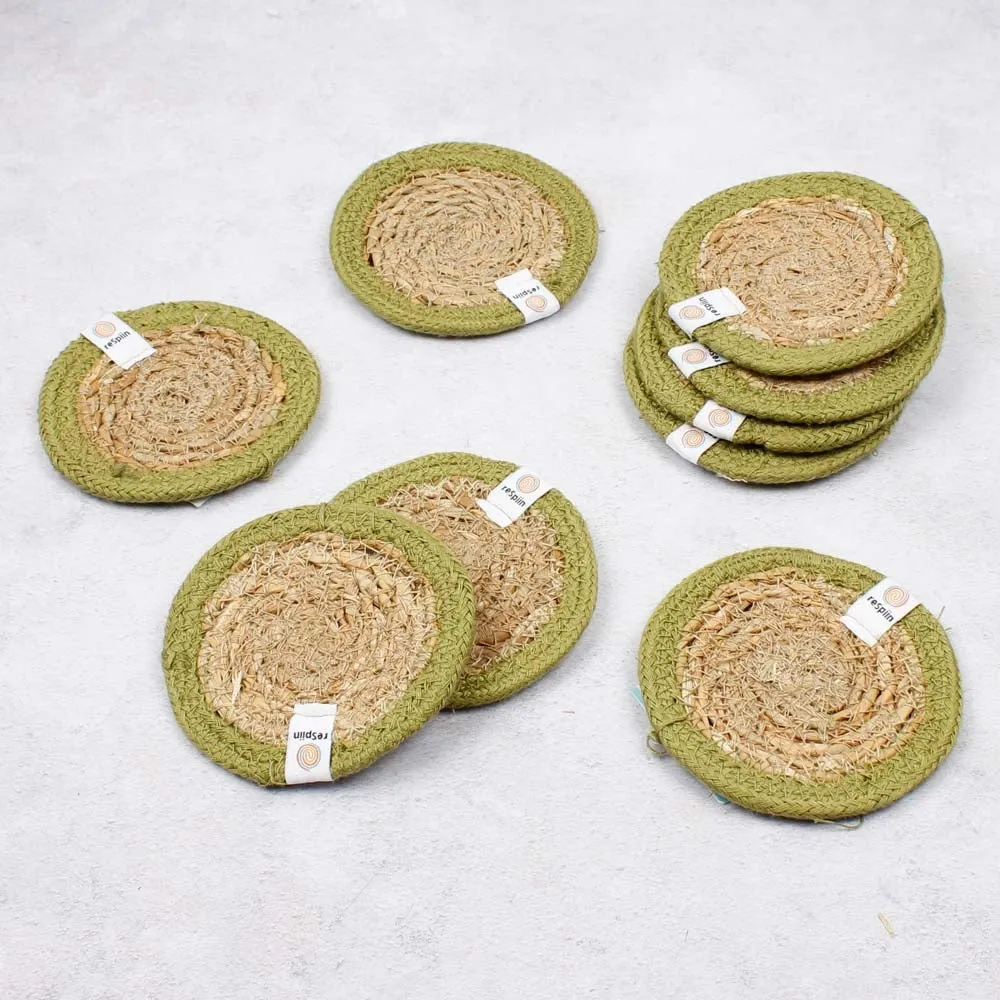 ReSpiin Jute & Seagrass Coaster - Green