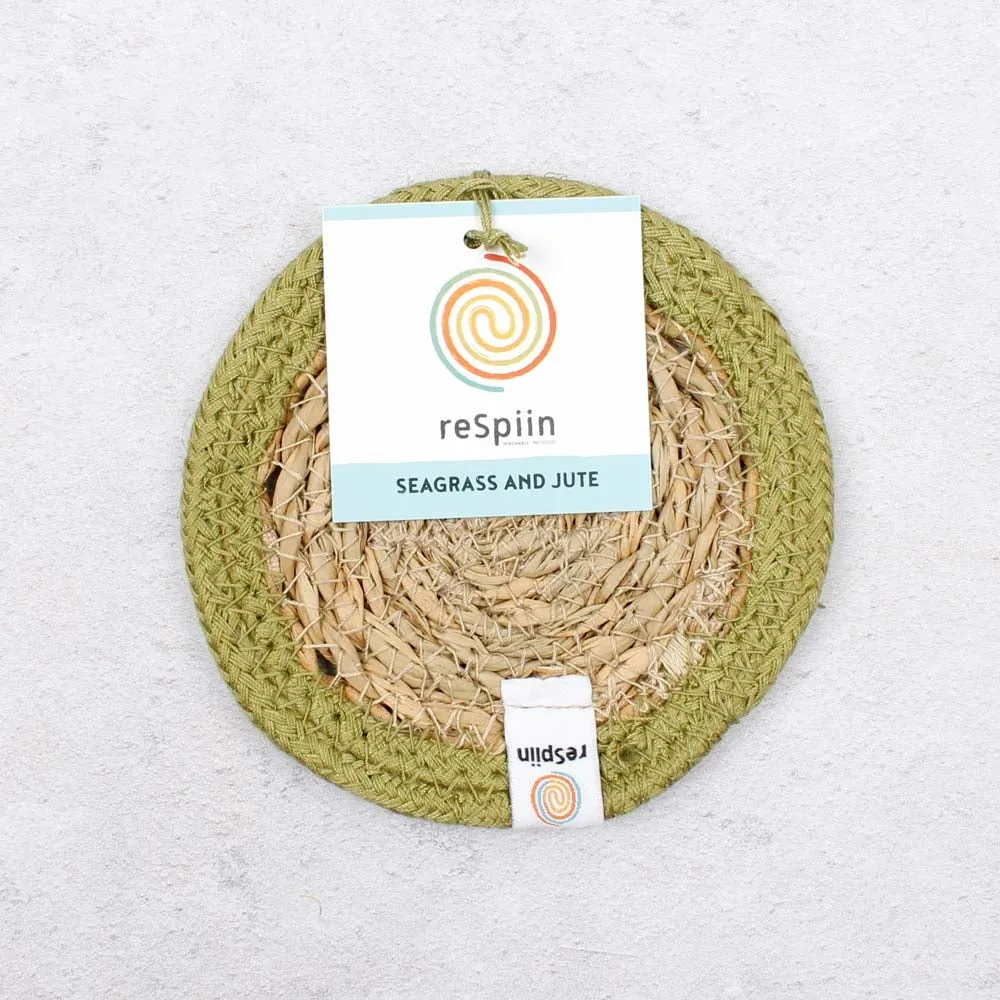 ReSpiin Jute & Seagrass Coaster - Green