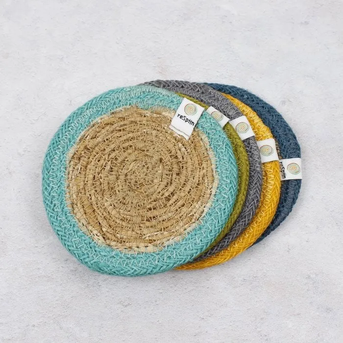 ReSpiin Jute & Seagrass Coaster - Green