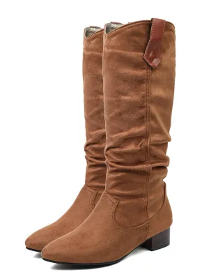 Retro Long Plush Solid Warm Boots