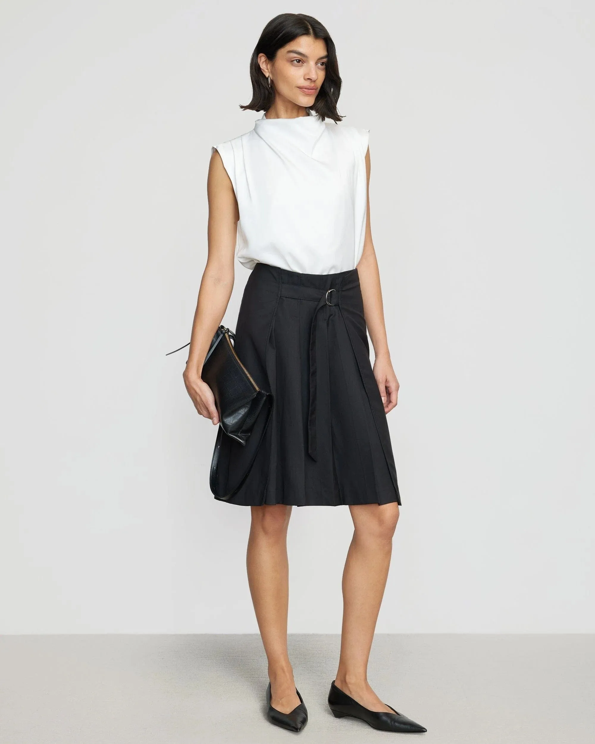 Samira Belted Pleated Skirt