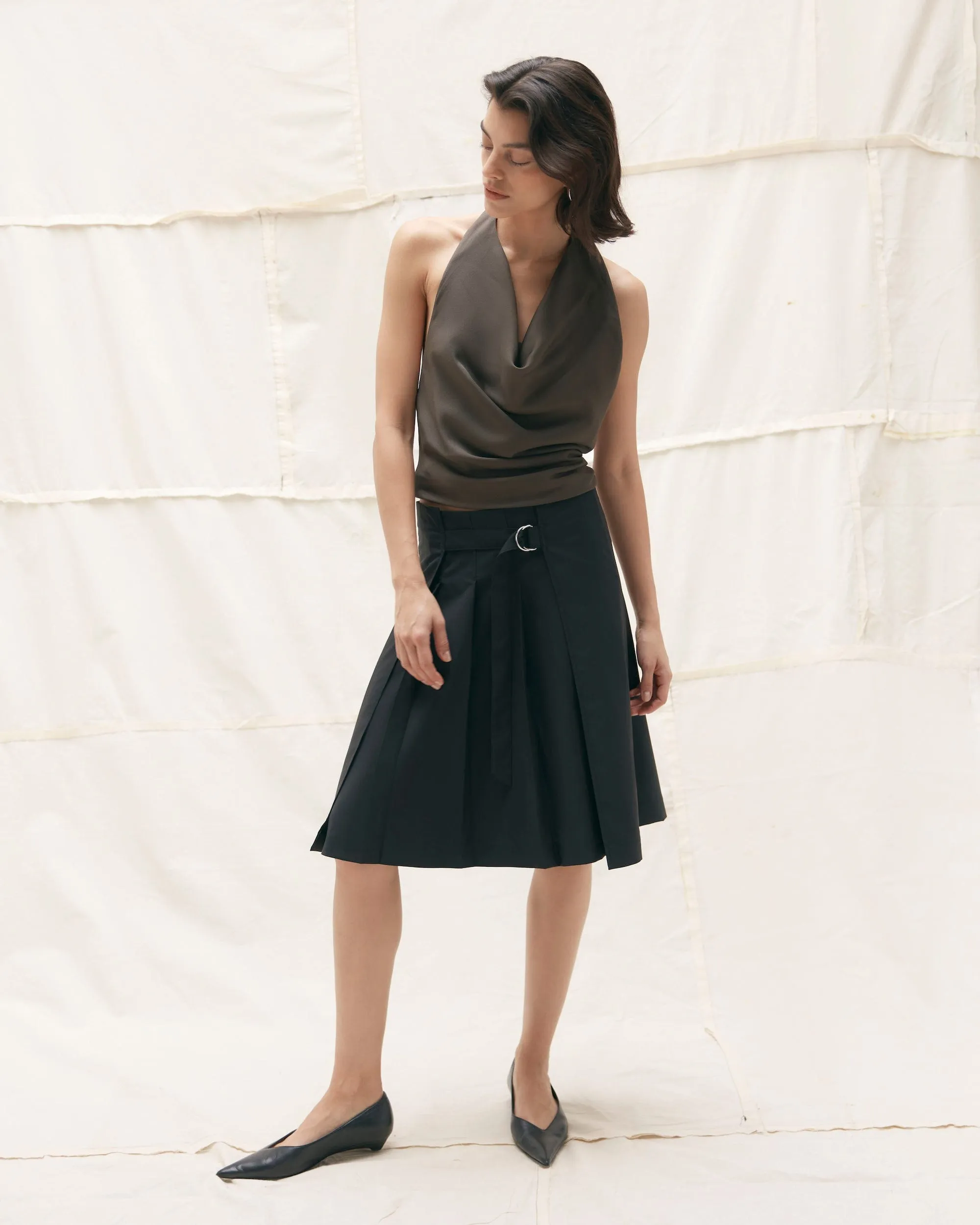 Samira Belted Pleated Skirt