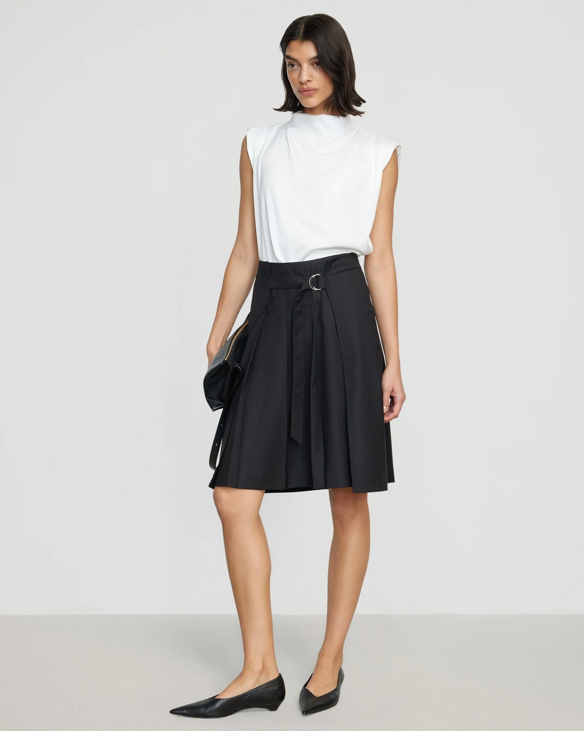 Samira Belted Pleated Skirt